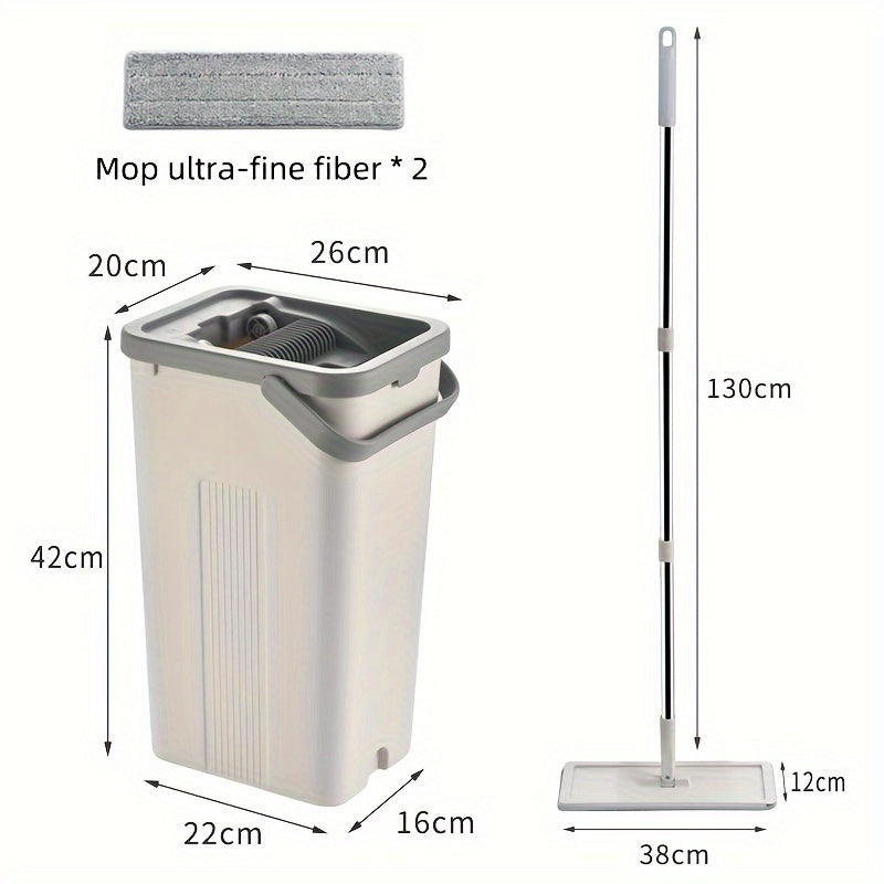 Uy uchun mop va kova to'plami, tekis mop bilan, plitka, marmar, yog'och pol uchun