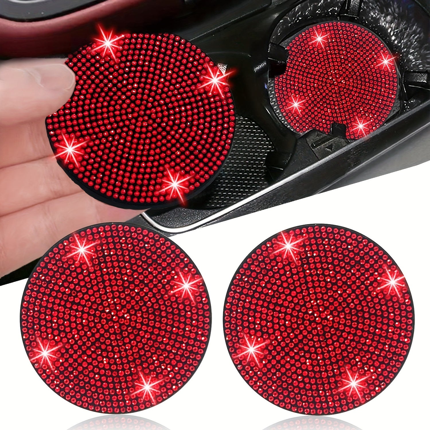 Universal Car Cup Holder Coaster Bling Rhinestone Shockproof Durable