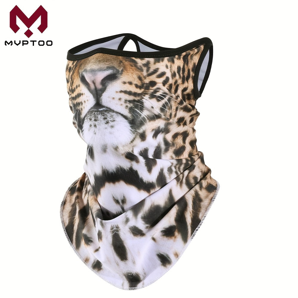 3D Printed Animal Print Scarf with Ear Loops, Versatile Face Mask for Cycling Outdoor Activities