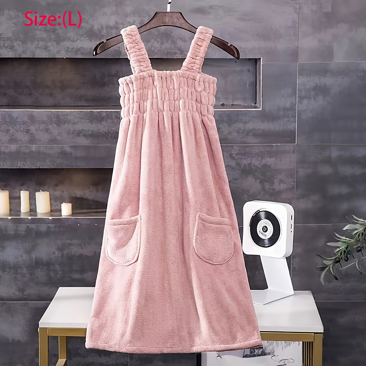 Absorbent Quick-Drying Bath Towel with Pockets for Women Spa Bathroom Bedroom