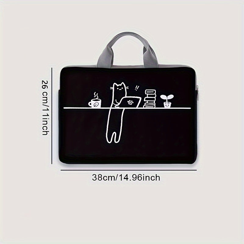 Cat Print Laptop Bag for Notebook and Tablet with File Storage Lightweight Protective Briefcase