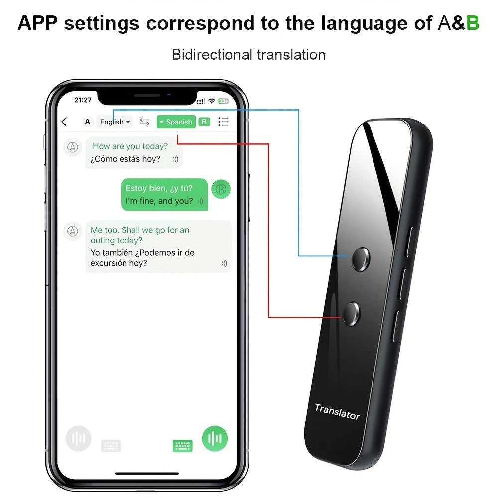 Portable Language Translator Device Supports 137 Languages Two-Way Instant Voice Translation