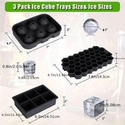 Large Silicone Ice Cube Mold Set With Lids, Ice Ball, Honeycomb Trays