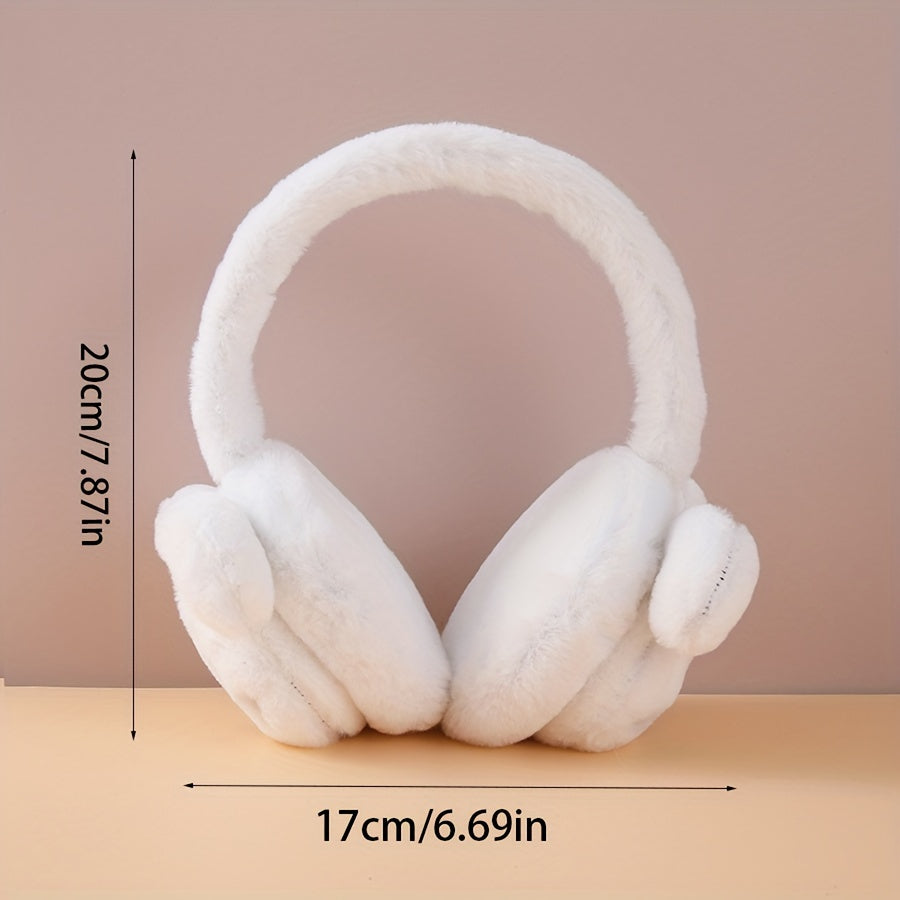 Korean Style Plush Ear Muffs with Cartoon Rabbit Design, Knitted Polyester Spandex, Multiple Colors