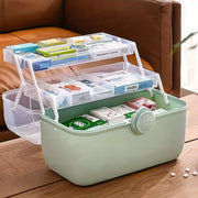 Portable First Aid Kit with Pill Organizers for Family Medicine Storage Durable Plastic White