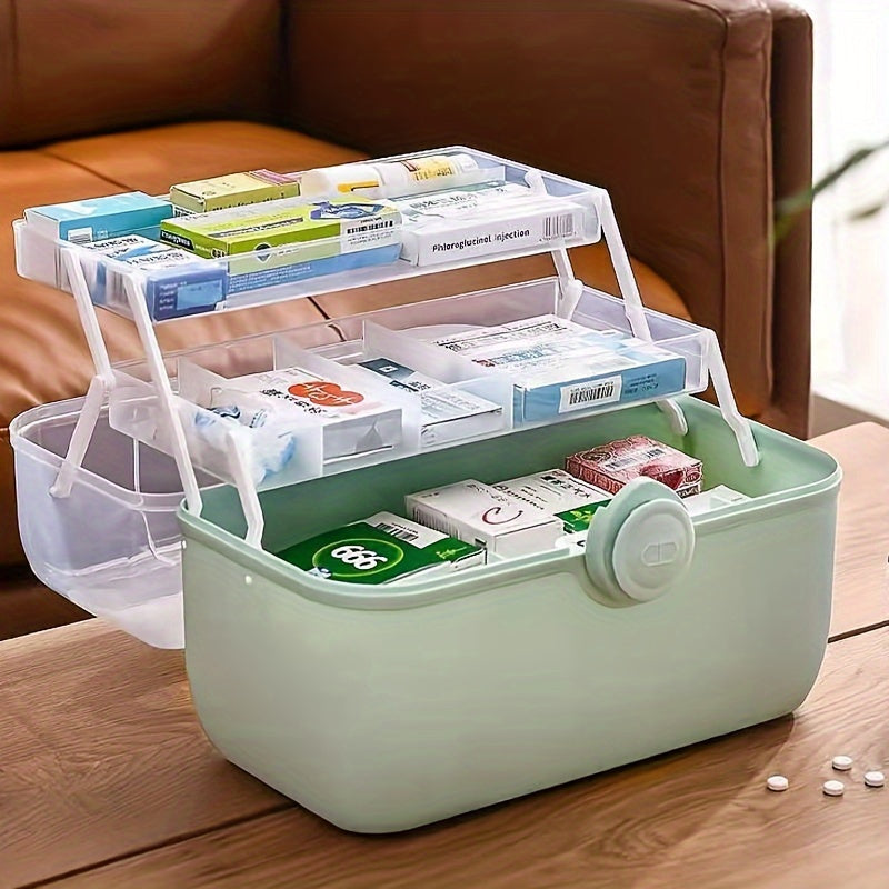 Portable First Aid Kit with Pill Organizers for Family Medicine Storage Durable Plastic White