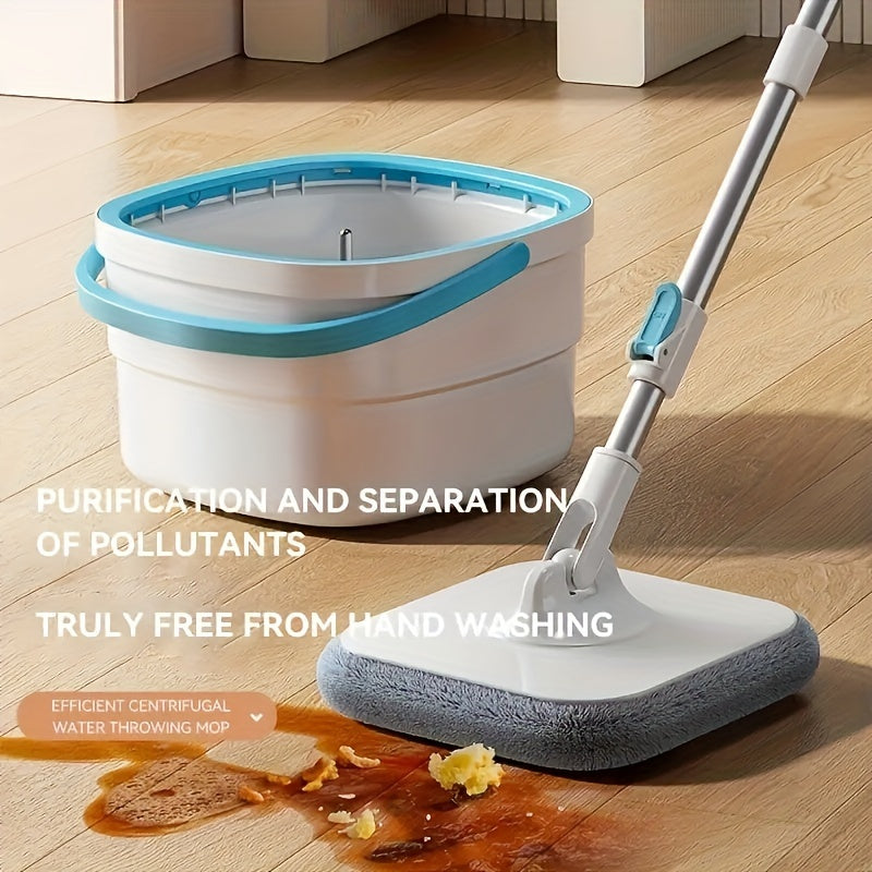 Spin Mop and Bucket System with 4 Microfiber Pads for Wet and Dry Floors