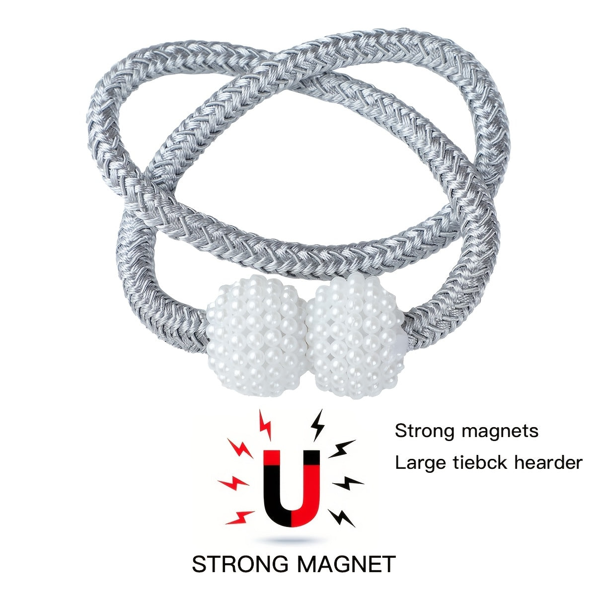 Set of 2 Magnetic Curtain Tiebacks for Home Office Window Drapes