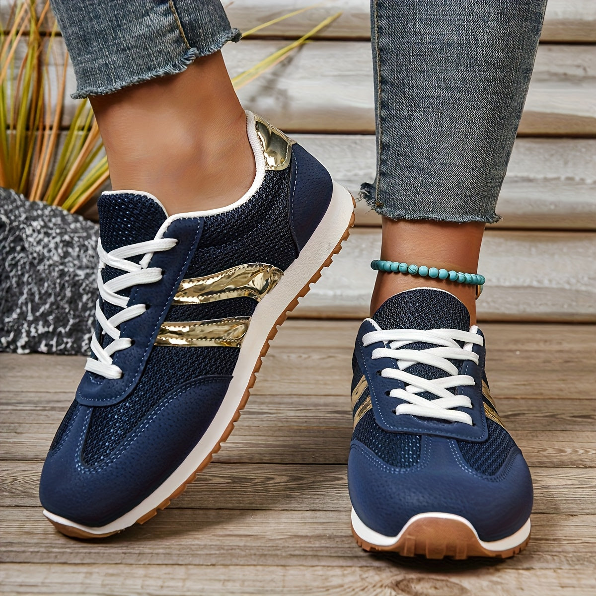 Women's Mesh Sneakers Breathable Casual Athletic Shoes Navy Blue