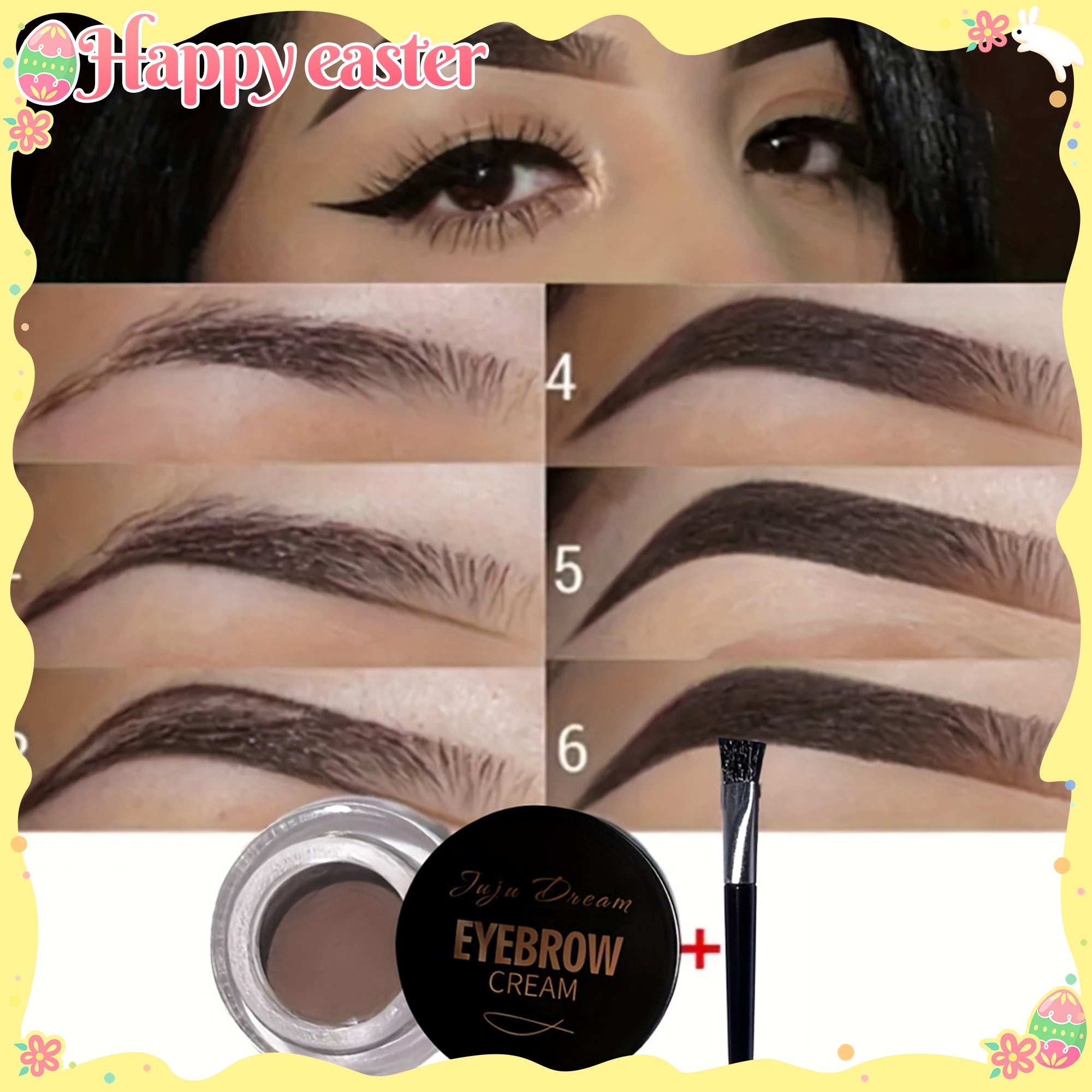 Eyebrow Styling Cream Set Waterproof Quick-Dry Gel with Brush 2 Colors