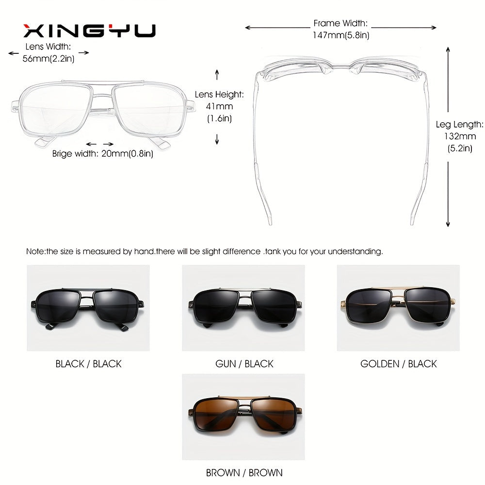 Trendy Vintage Metal Frame Polarized Sunglasses for Men and Women with Textured Temples and Double Bridge for Outdoor Sports Travel and Driving