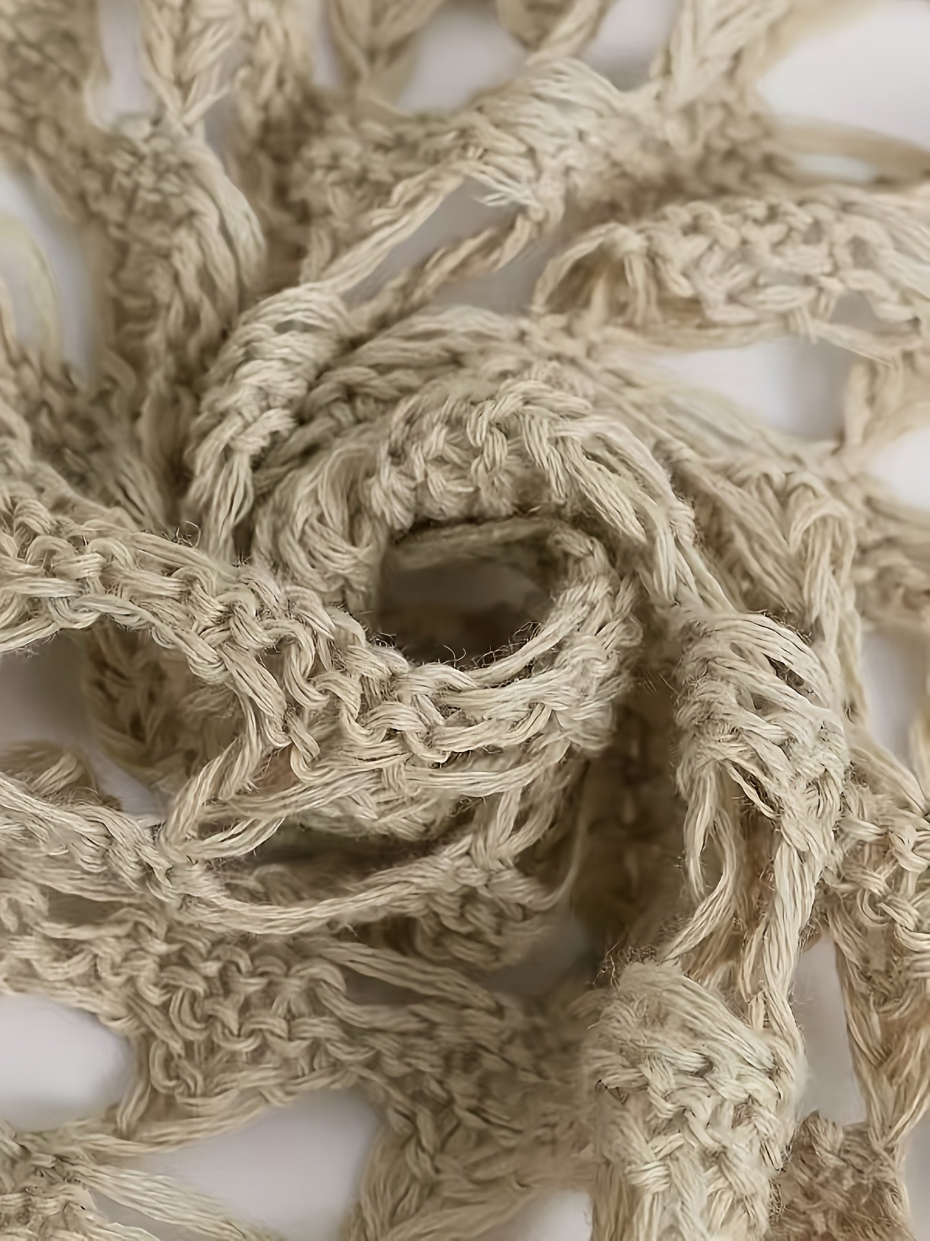 Women's Plus Size Crochet Cardigan with Tie Front Bell Sleeves Beige