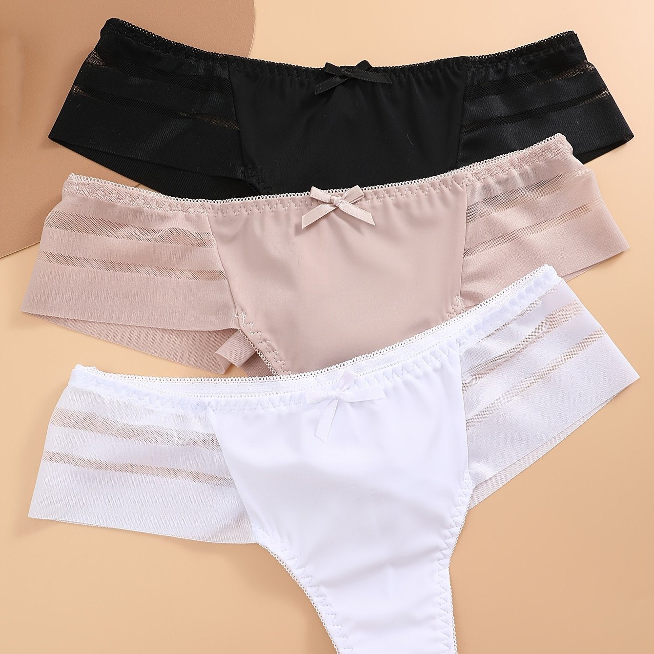 Women’s Lace Thongs Set 3 Pack Breathable Mesh Low-Rise G-String Underwear