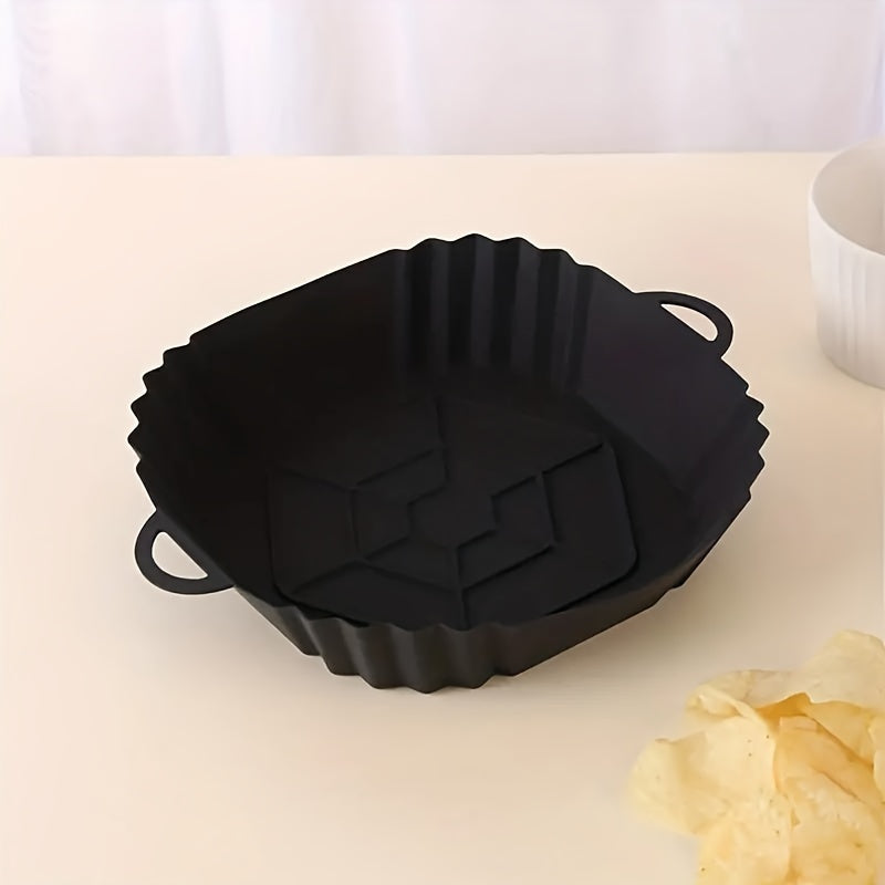 Square Reusable Silicone Air Fryer Baking Pan Non-Stick Heat Resistant 240°C