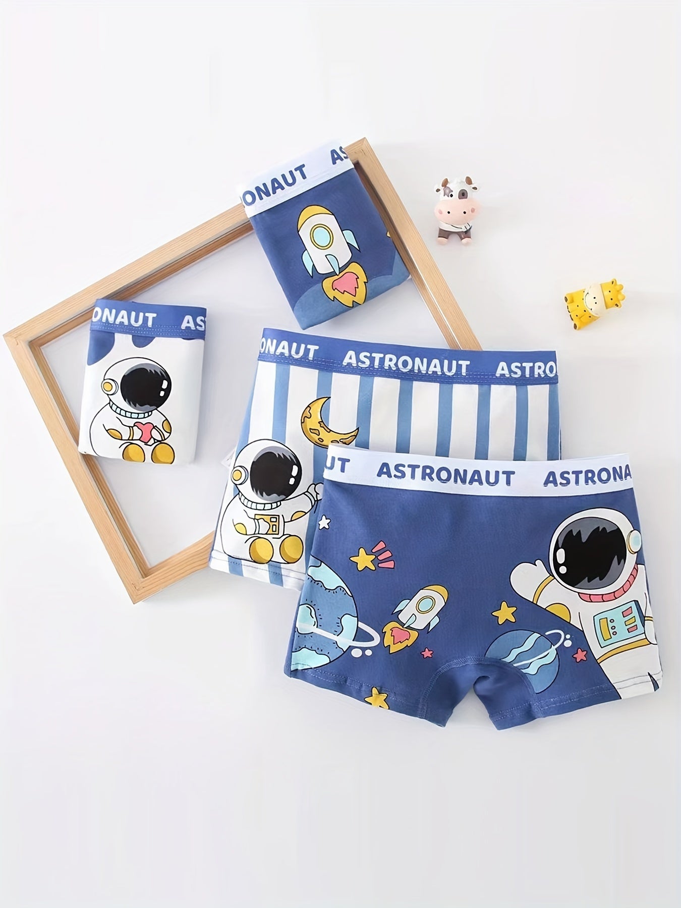 Pack de 4 calzoncillos bóxer de astronauta para niños, con patrón de spaceman, ropa interior cómoda