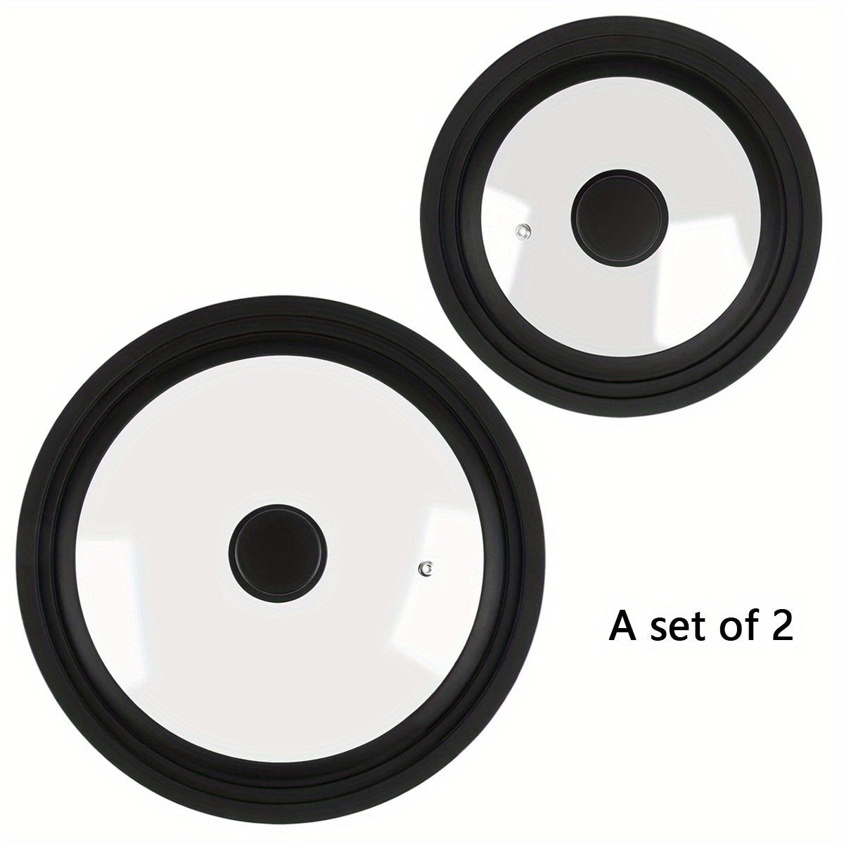 Juego de 2 tapas de silicona negra para utensilios de cocina que encajan en sartenes, ollas y cazuelas de 7 a 13 pulgadas