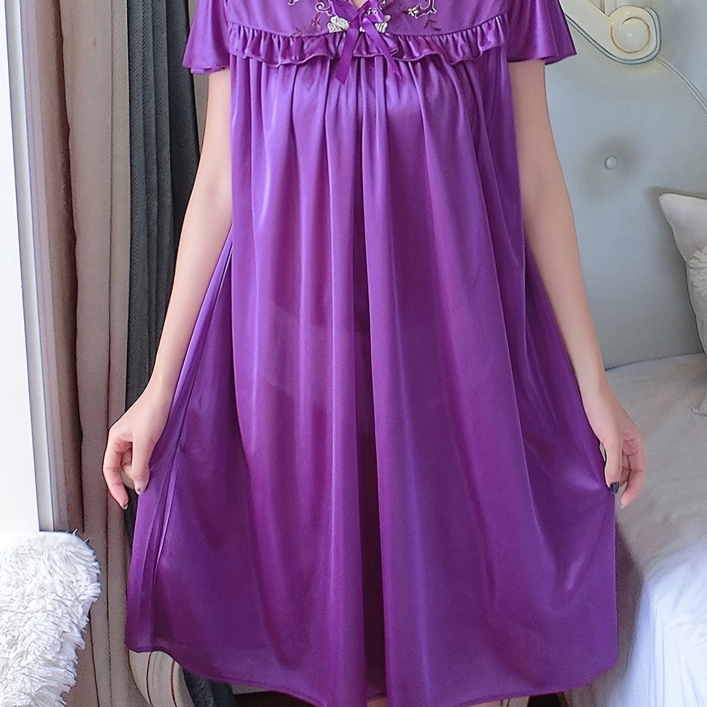 Women's Cotton Summer Short Sleeve Nightgown Plus Size Sleepwear