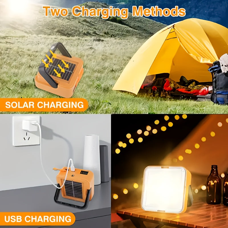 Portable Solar LED Floodlight with Magnetic Base 2400mAh Battery for Camping Fishing Emergency and Outdoor Work