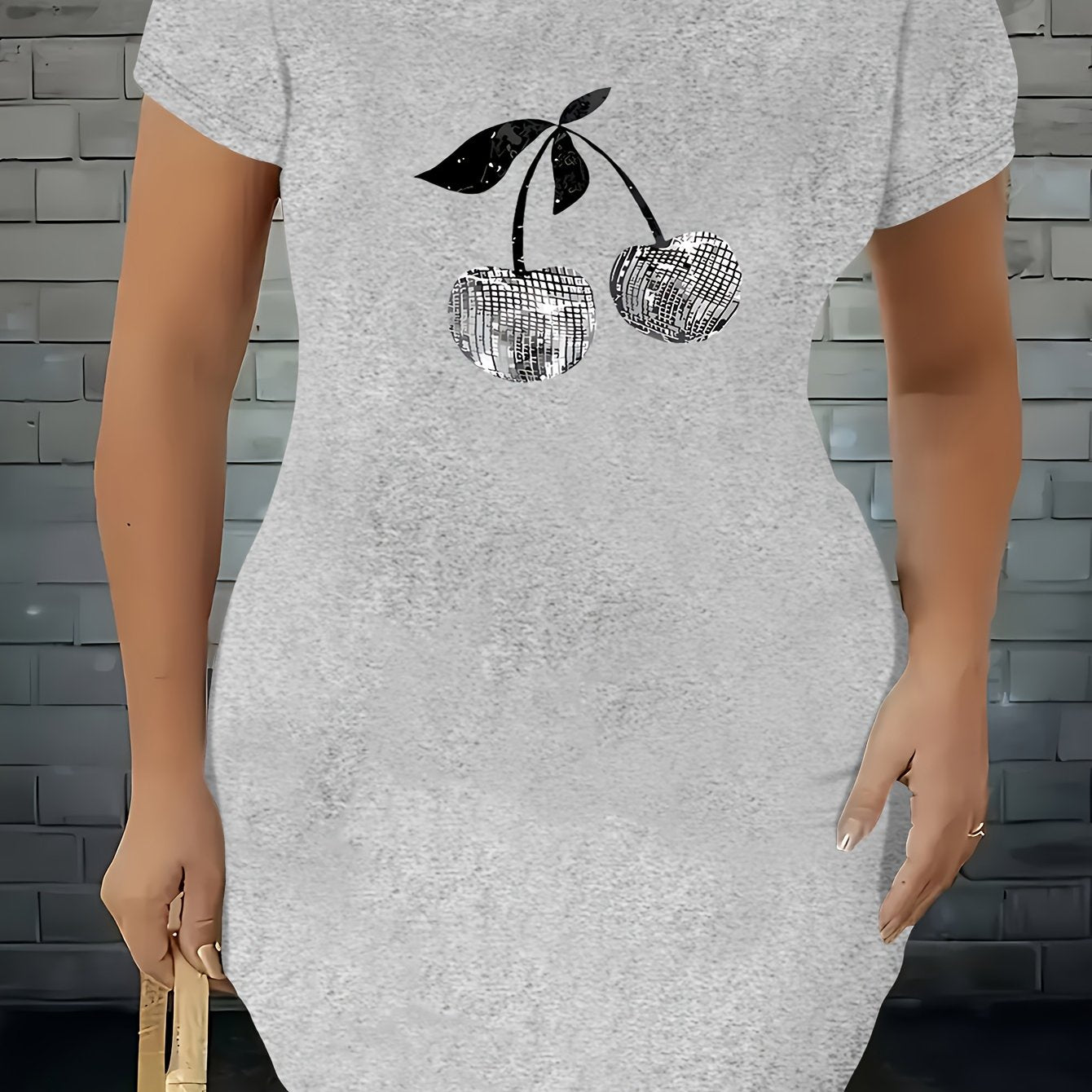 Plus Size Women's Summer Stretchy T-Shirt Dress Short Sleeve Bodycon