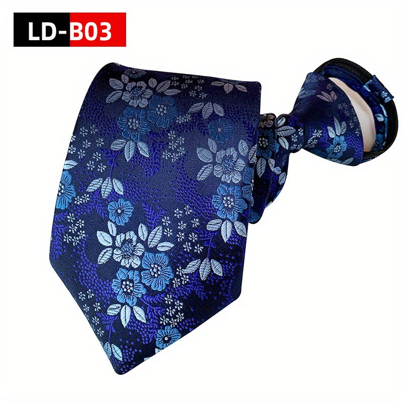 Men's Paisley Polyester Zipper Tie with Easy Pull Design in Spot Supply