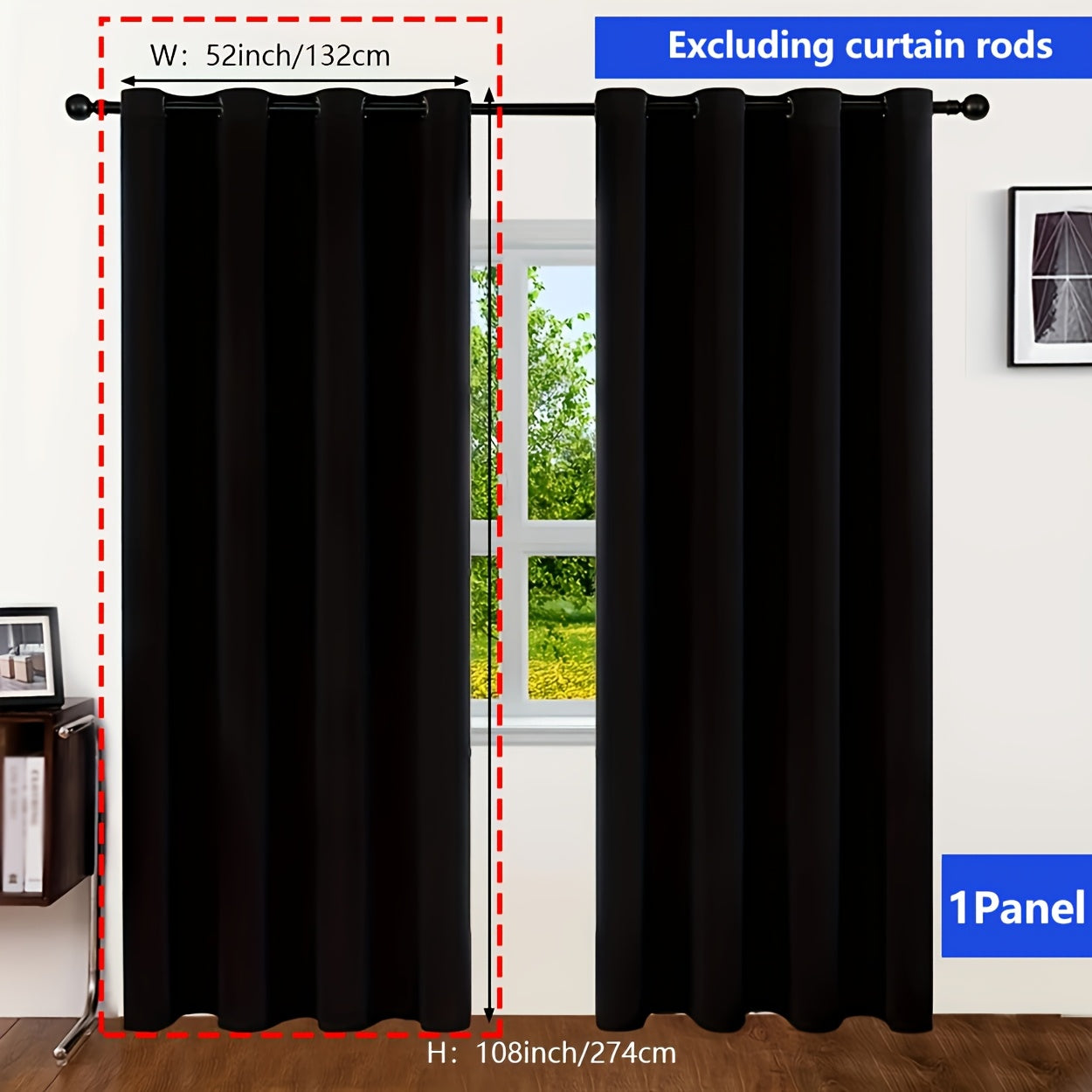 Blackout Curtain Thick Grommet Top Energy-Efficient Light-Blocking Polyester for Living Room Bedroom Balcony