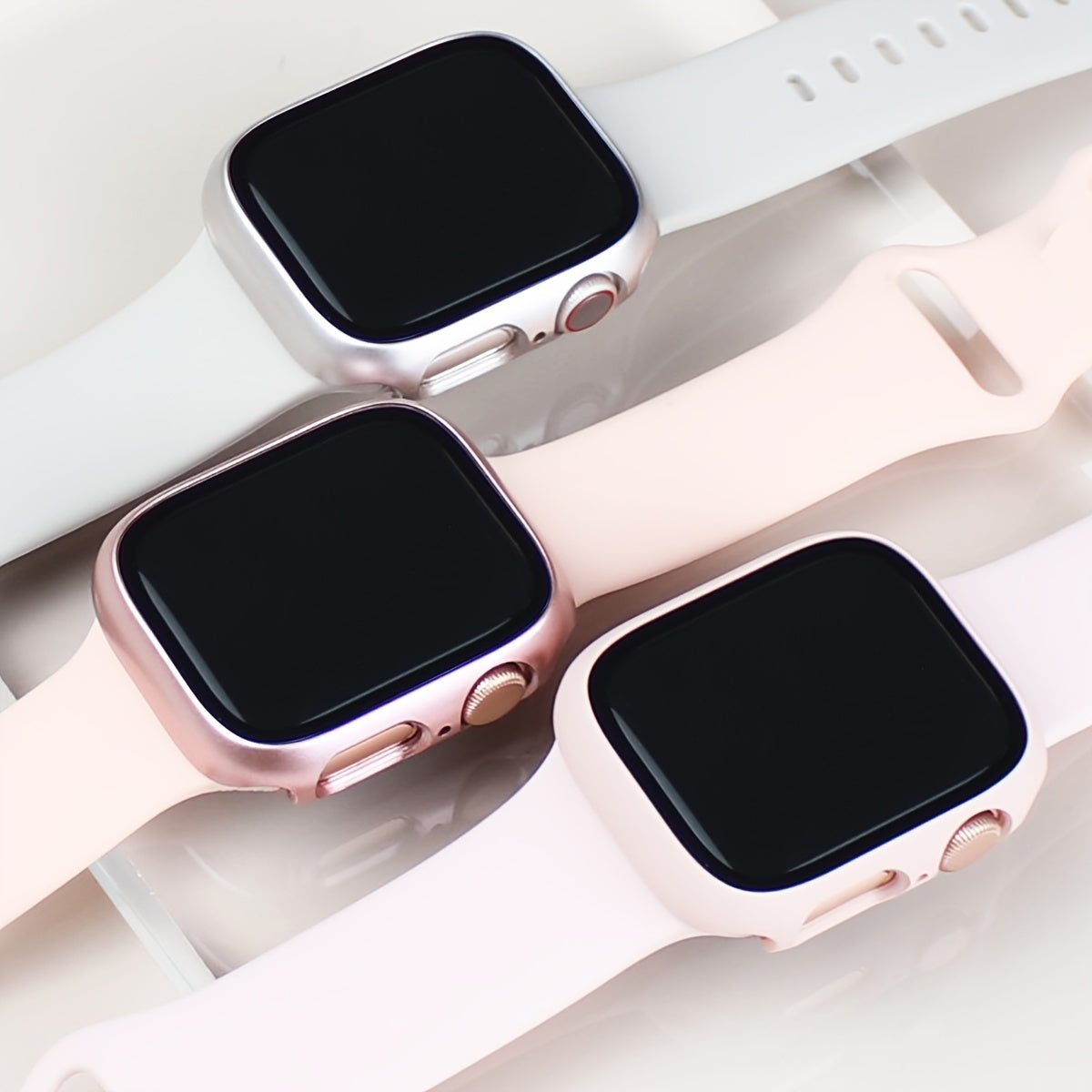 3pcs Apple Watch Cases for Men and Women Sports Leisure PC Hard Tempered Glass Screen Protector