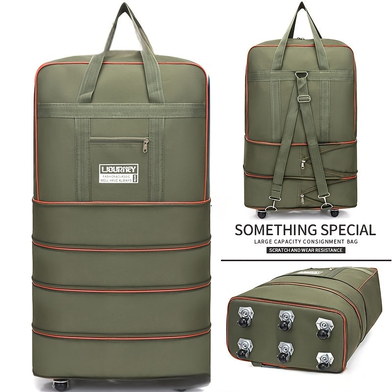 Foldable Travel Luggage Bag with Wheels Expandable Carry-On Suitcase for Business and Travel