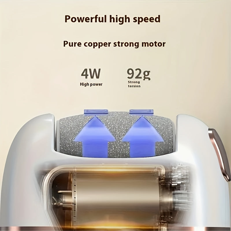 Electric Foot Grinder with 3 Interchangeable Heads USB Rechargeable for Cracked Skin Care in Light Blue White Yellow