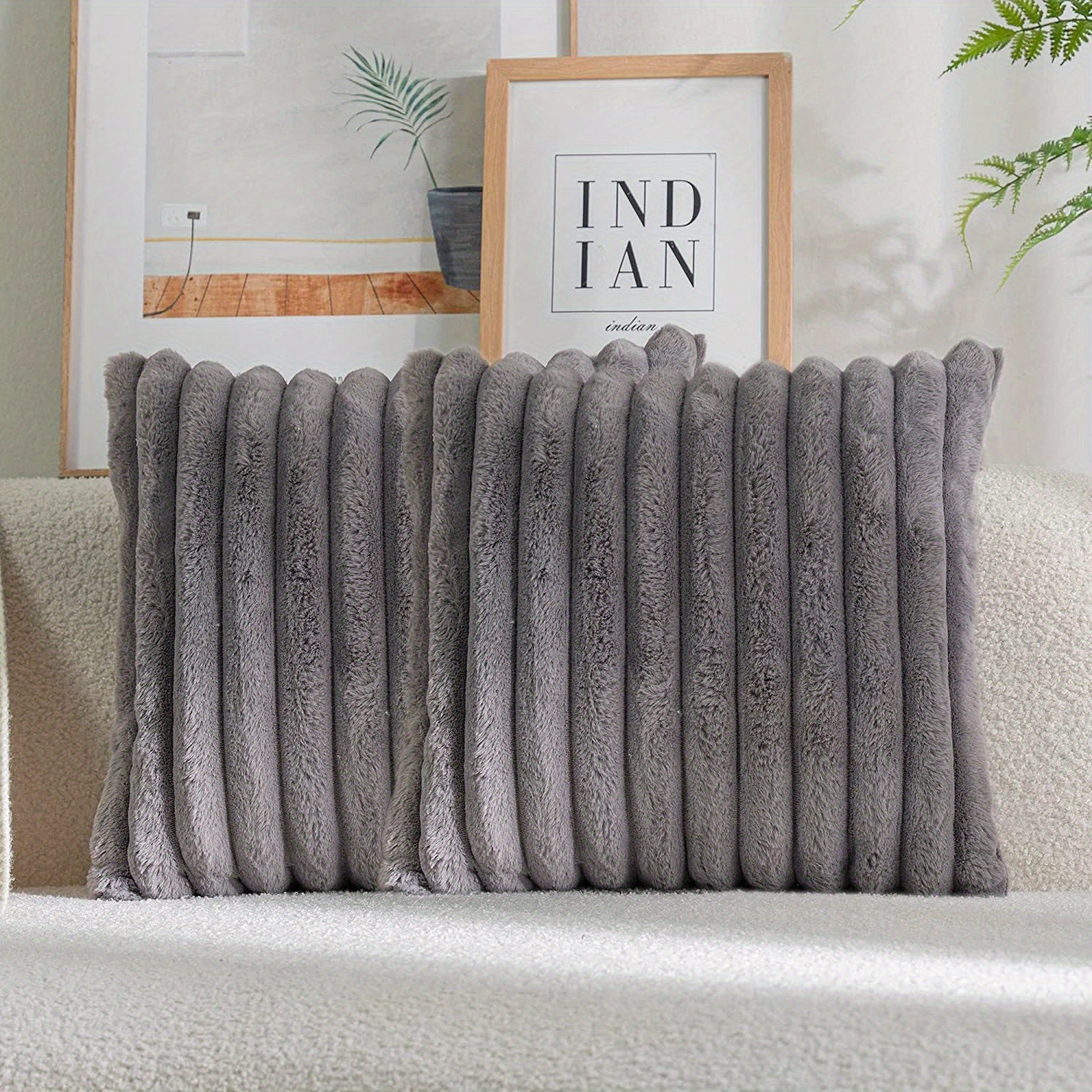 1 штука двусторонние чехлы для подушек из искусственного меха, мягкие полосатые чехлы для дивана, кровати, домашнего декора. Наполнитель подушки не включен.