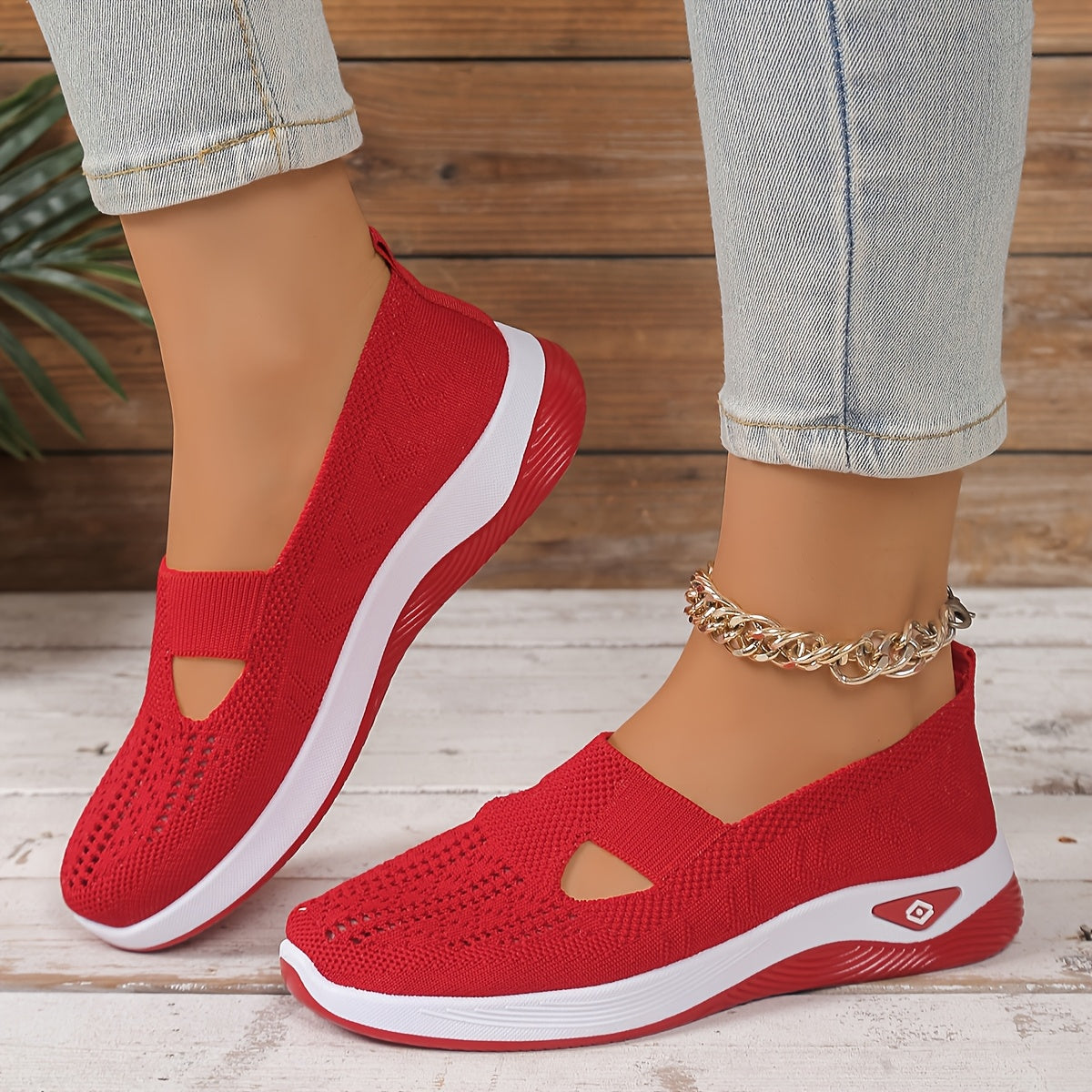 Женские дышащие вязаные плоские туфли casual лоферы с мягкой подошвой