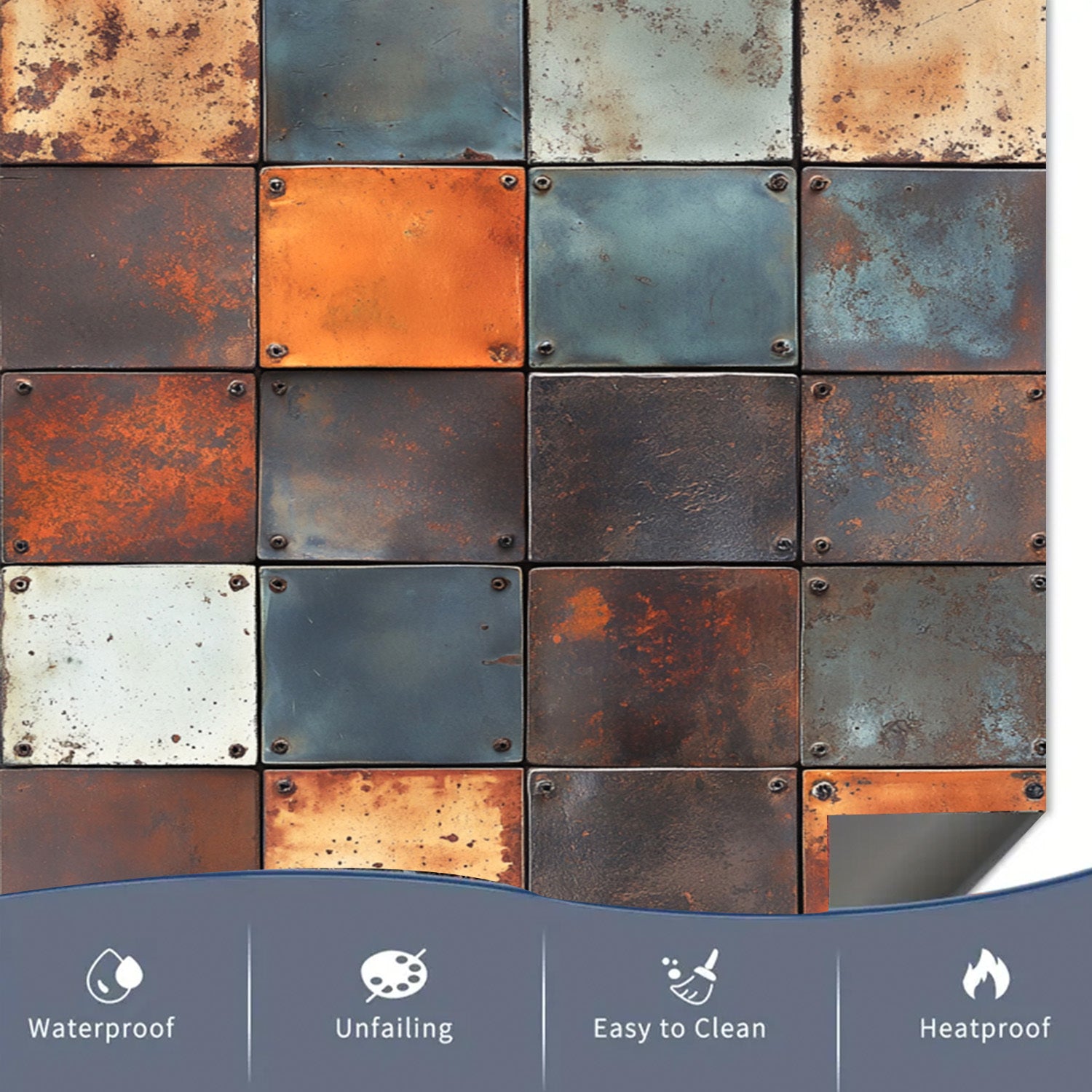 Магнитный чехол для посудомоечной машины с узором из металлических блоков 58,5x65 см Водонепроницаемый, прочный