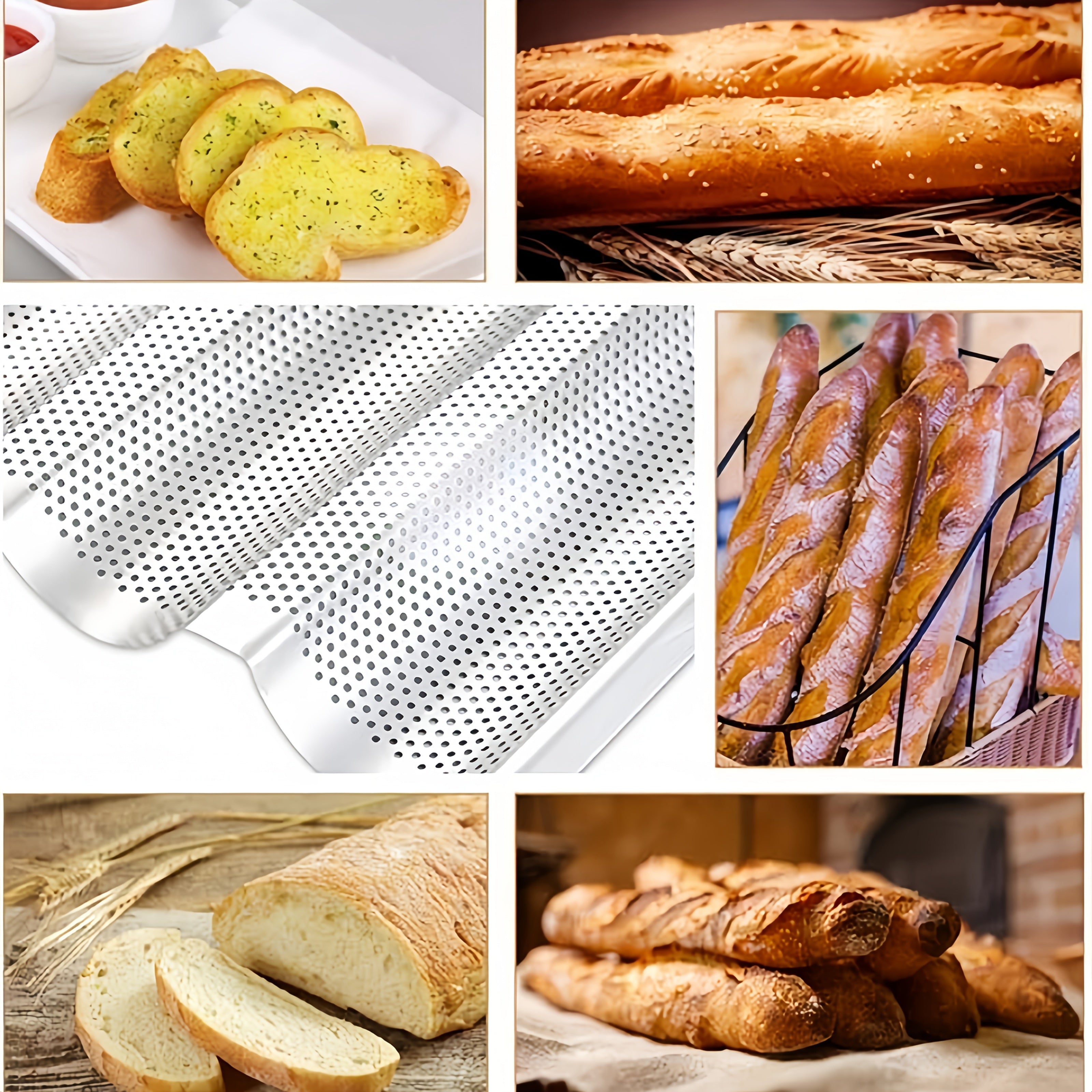 Karbonli po'latdan yasalgan teshikli baguette pishirgich non va pirojnoe uchun ventilyatsiya kanallari bilan, chirishga qarshi