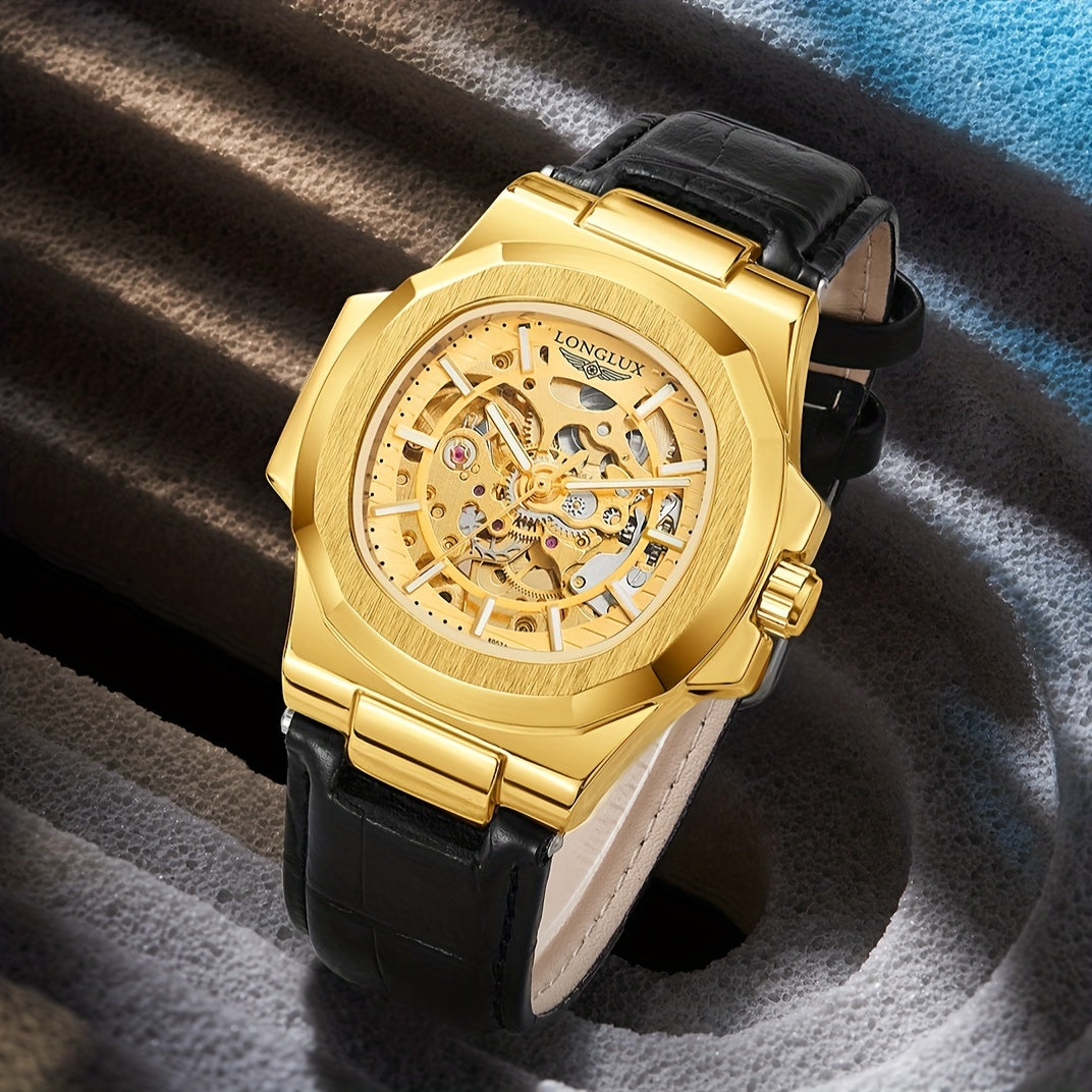 Model #8057P 4.1 sm barrel shaklidagi sun'iy charm bilaguzuk, kvadrat dial, ish va norasmiy kiyim uchun mos keladigan suv o'tkazmaydigan mexanik dizayn bilan ajralib turadi. Shuningdek, u mineral shisha yuzani o'z ichiga oladi.