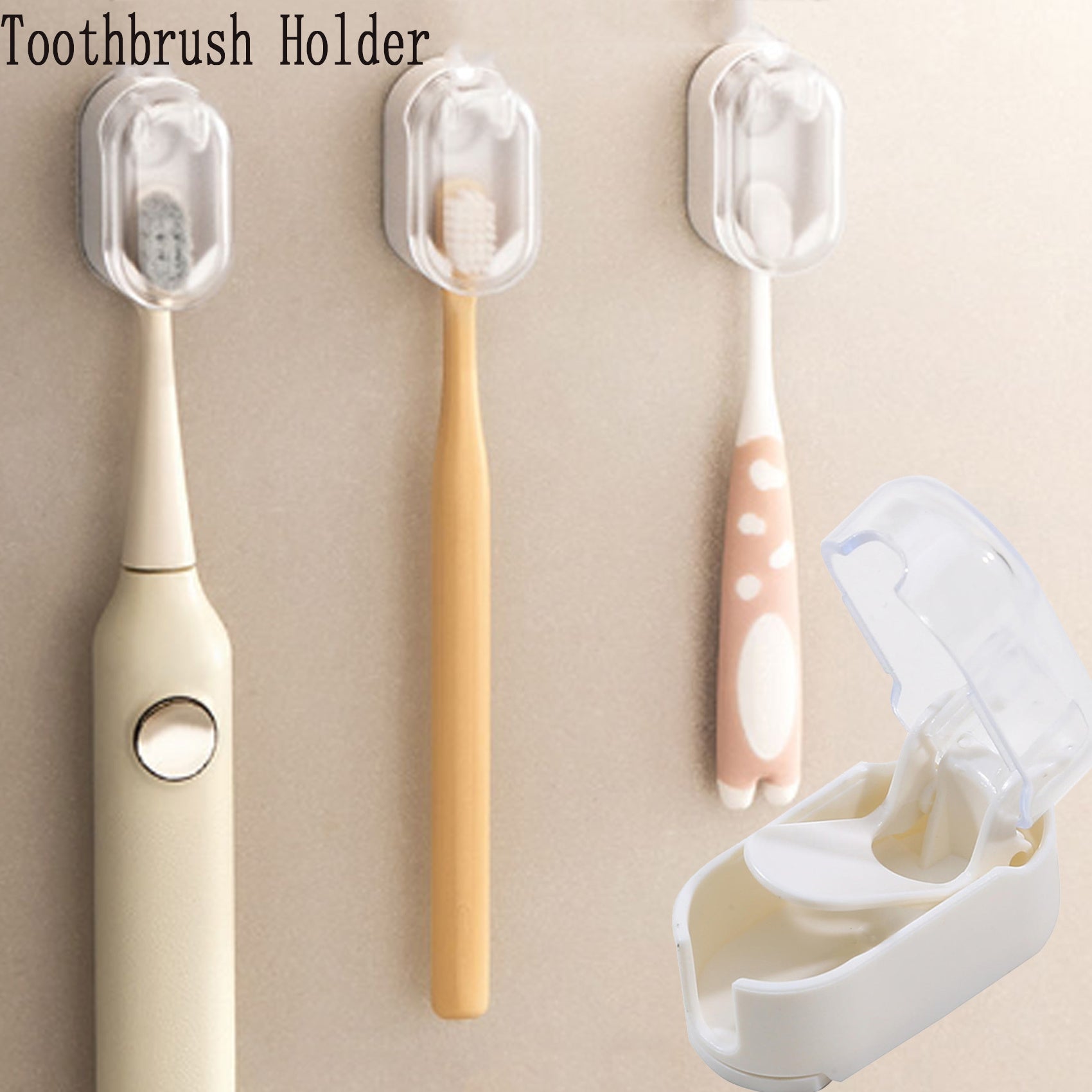 Wall-Mounted Toothbrush Holder with Dustproof Case Bathroom Accessory