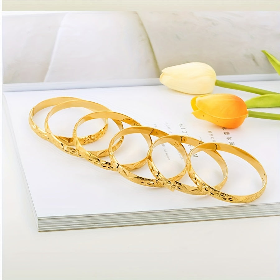 Vintage Bangles Set of 6 Retro Carving Traditional Bridal Jewelry for Women