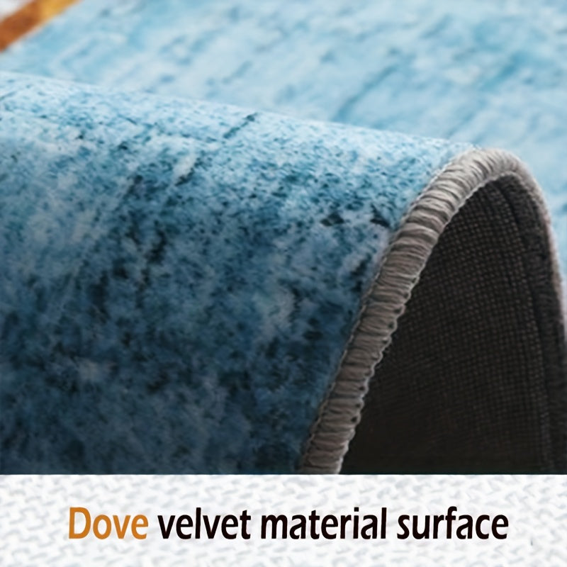 Cartoon Faux Cashmere Bedside Rug for Bedroom or Living Room Non-Slip Polyester Knit