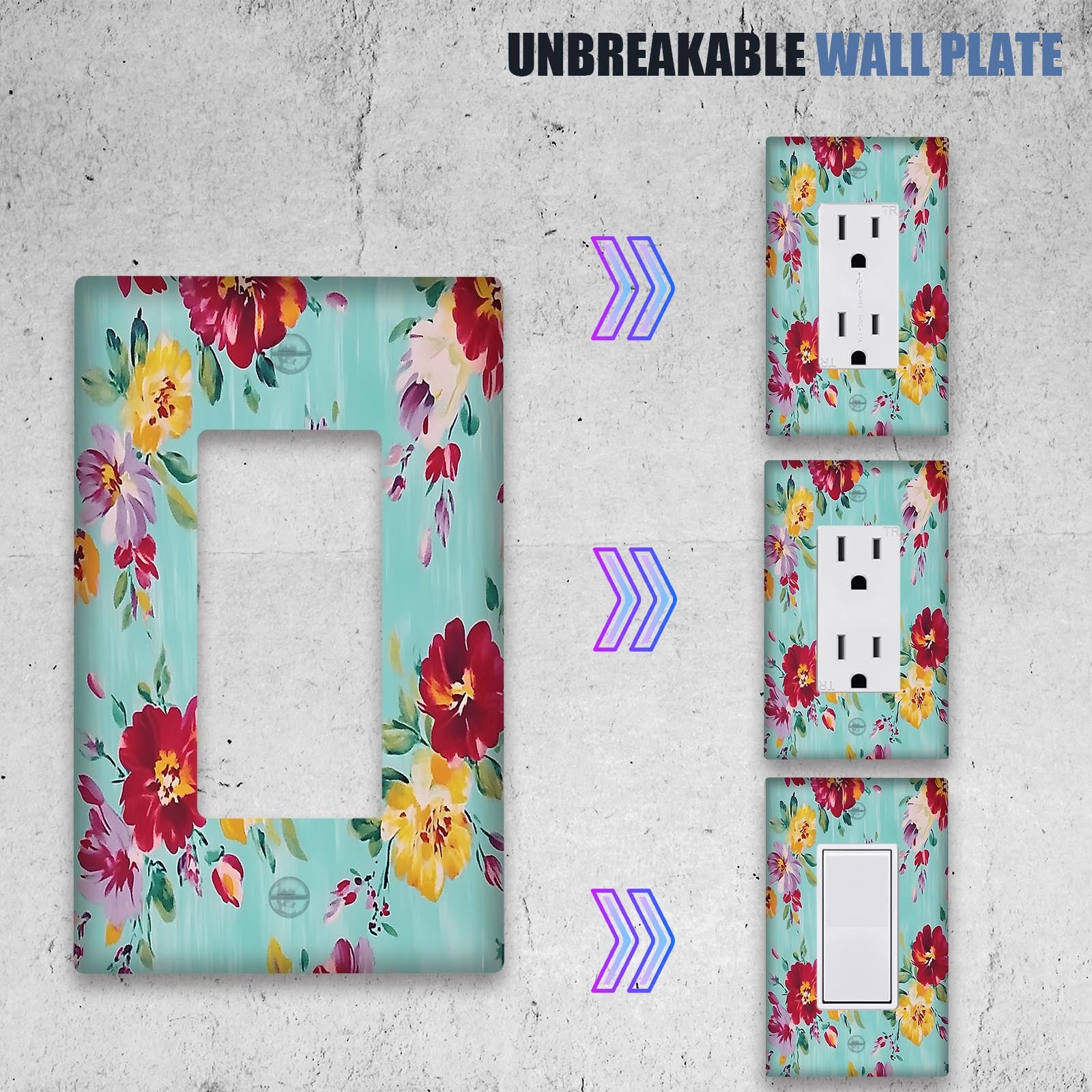 Rose Floral Light Switch Cover Plate Battery-Free for Bathroom and Bedroom Decor