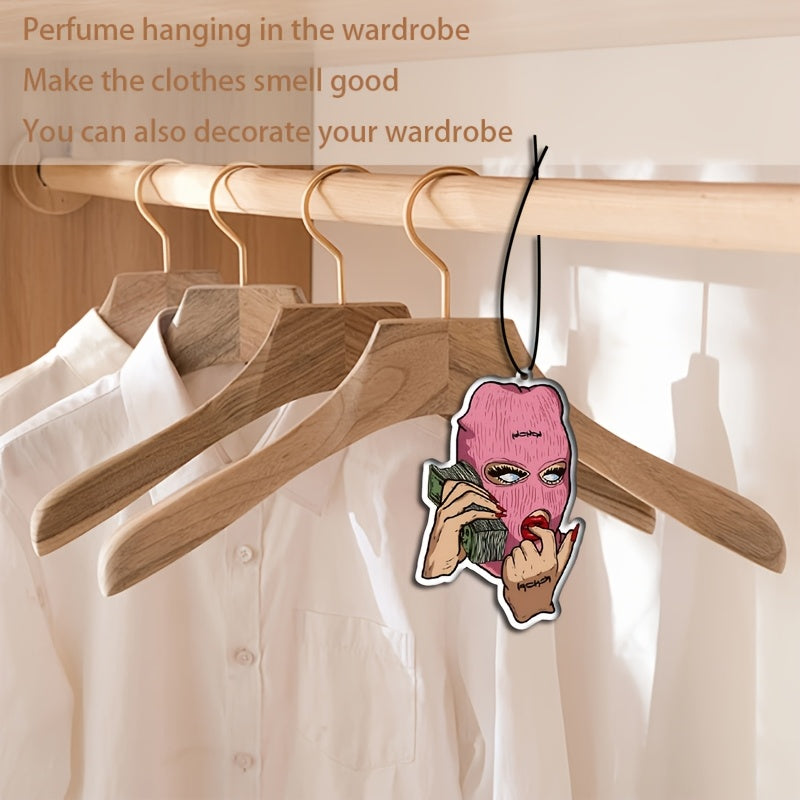 Pink Mask Car Air Freshener Hanging Decoration for Rearview Mirror