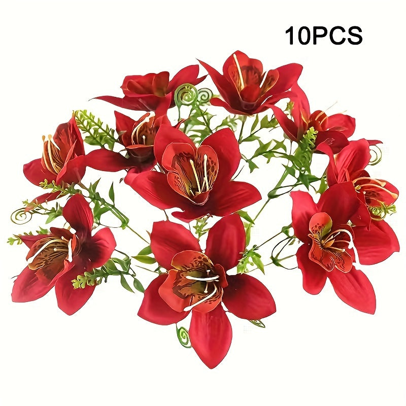 Mini Fabric Flowers Pack of 10 for Weddings and Home Decor