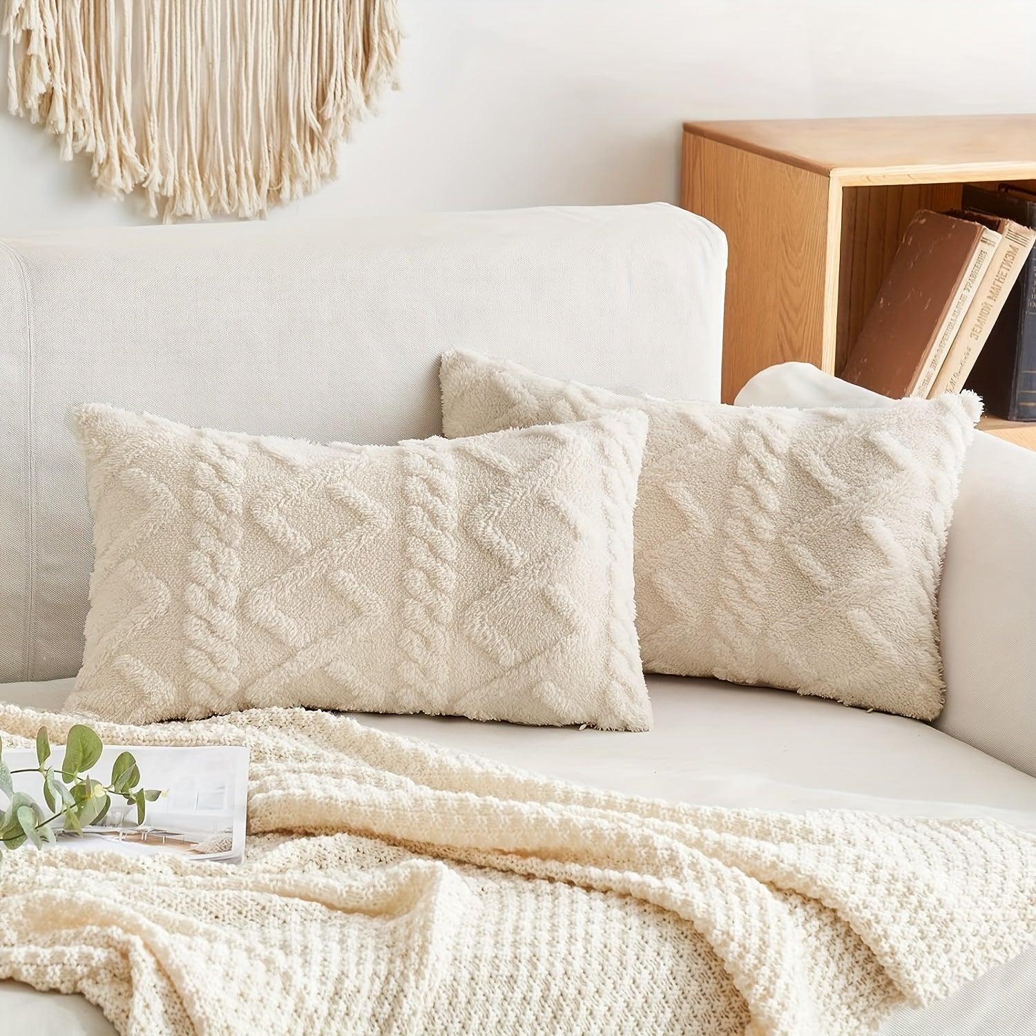 Blue and White Herringbone Throw Pillow Cover with Zipper Closure, Machine Washable Polyester
