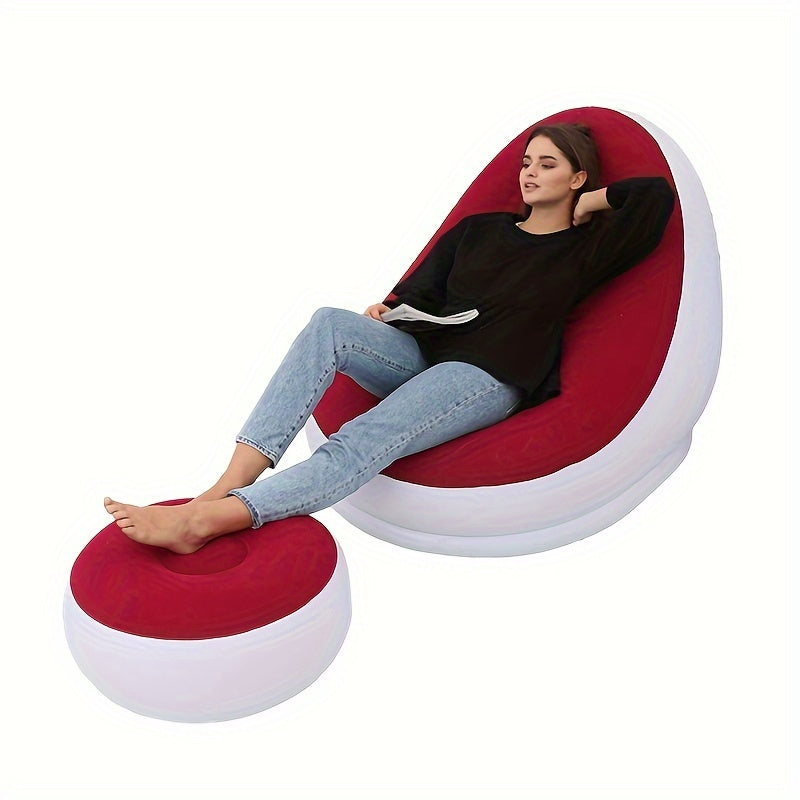 Inflatable Lounge Chairs Set with Chairs Footstools and Folding Recliners for Outdoor Relaxation