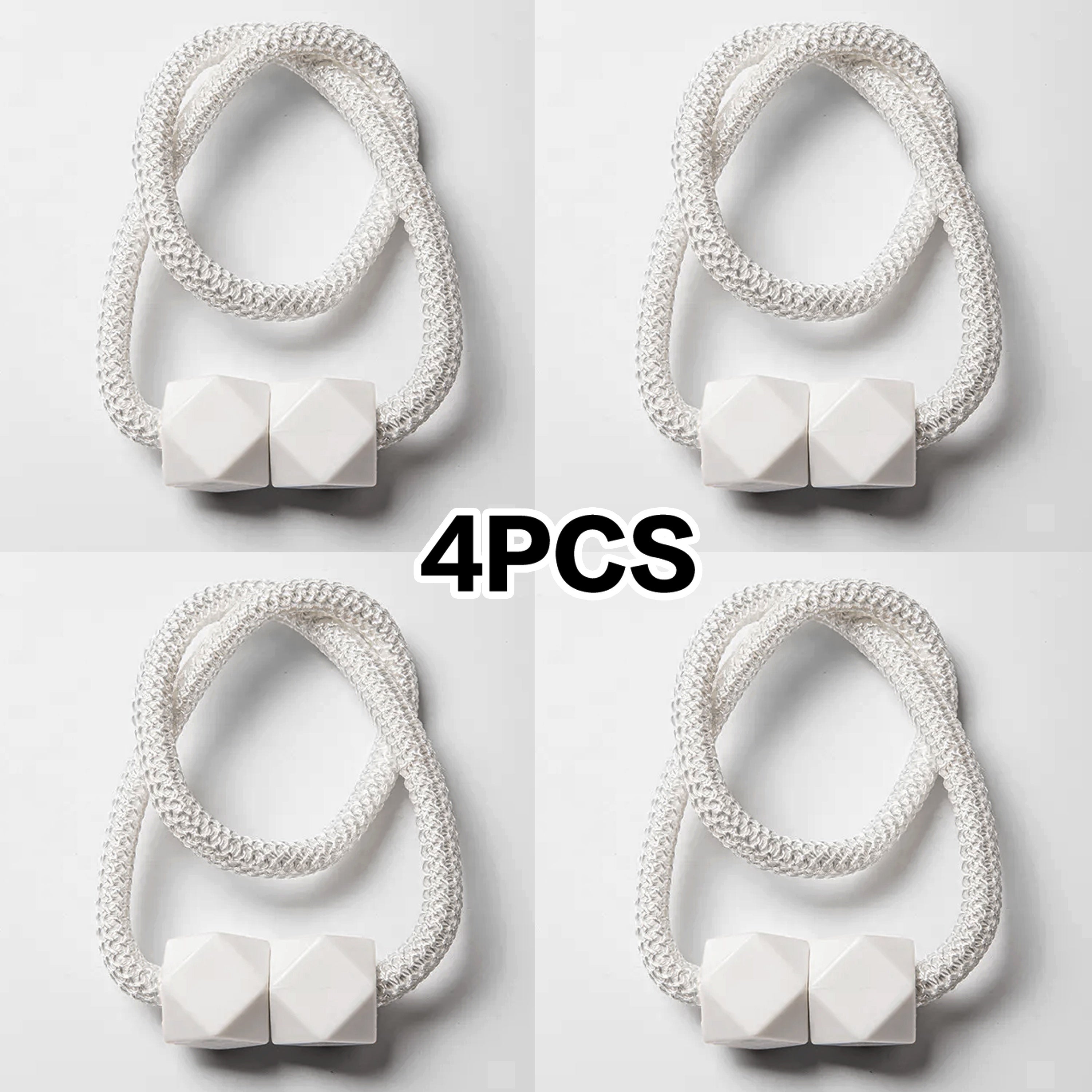 Cube Magnetic Curtain Tiebacks Set 4 Pieces Thick Rope Holdbacks for Bedroom Living Room