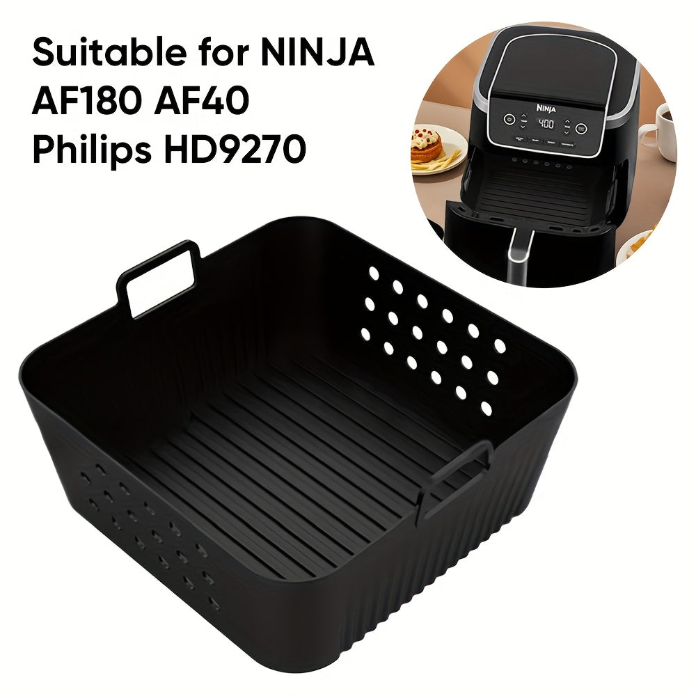 Square Silicone Air Fryer Basket for 5.8QT 6.5QT with Ventilation