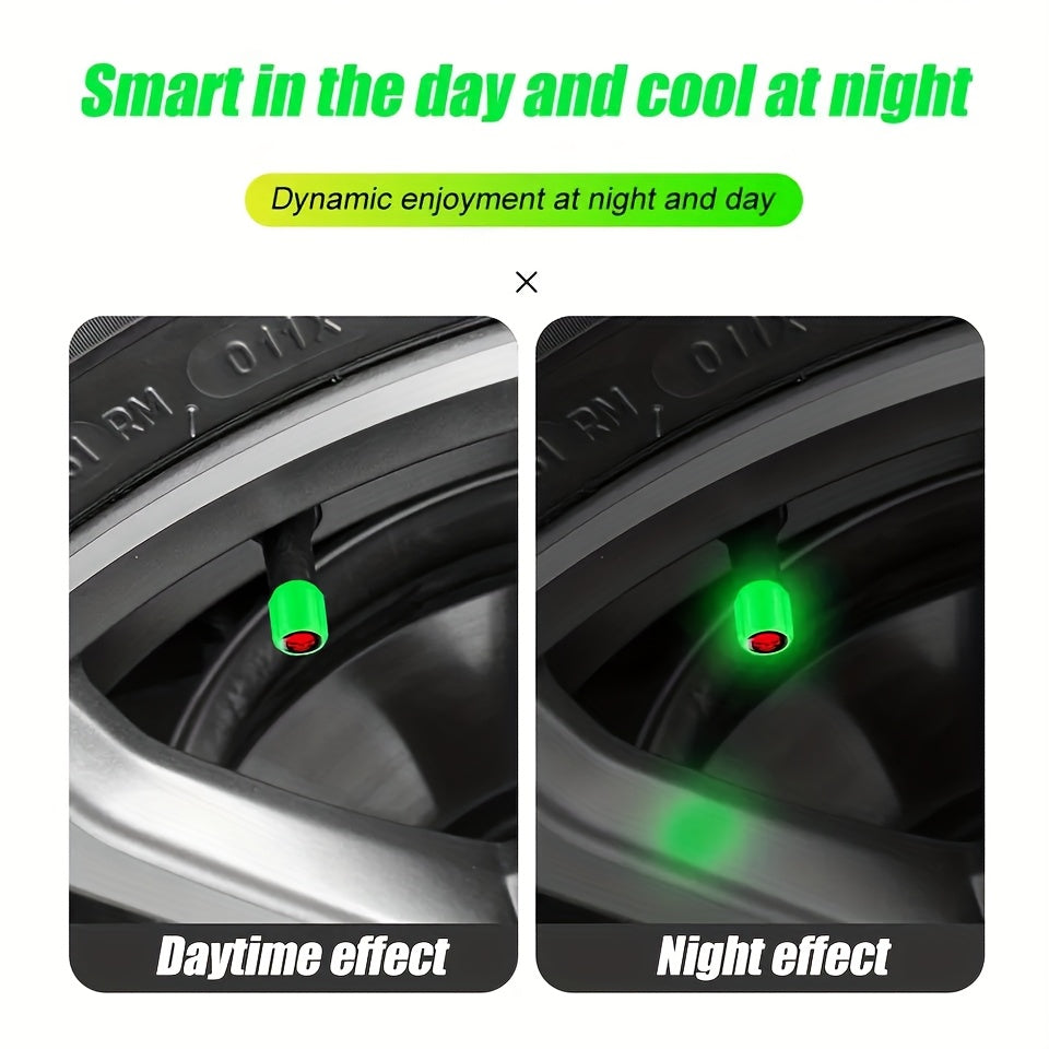 8 Pcs Glow-in-the-Dark Skull Tire Valve Stem Caps Plastic Universal Fit