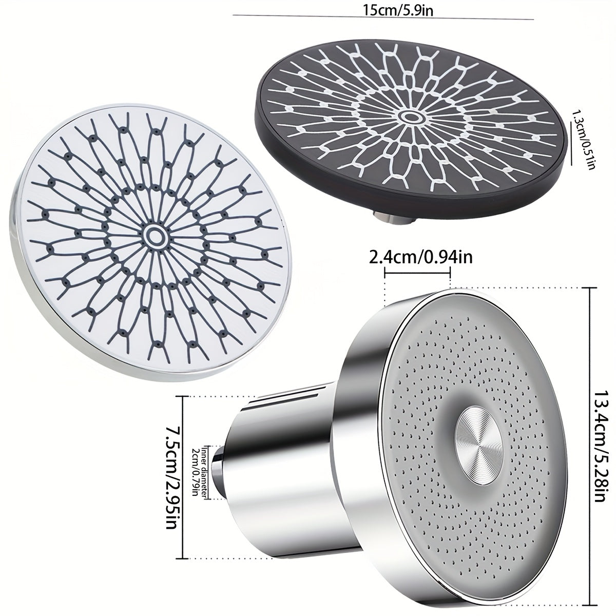 Stainless Steel 6-Inch High-Pressure Rain Shower Head for Hotel Bathrooms