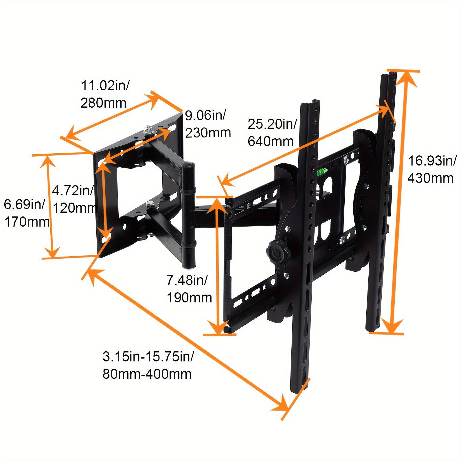 Регулируемый кронштейн для настенного крепления телевизора Full Motion — совместим с экранами 26–70 дюймов, поворачивается и наклоняется, поддерживает VESA 600x400 мм, грузоподъемность 49,9 кг