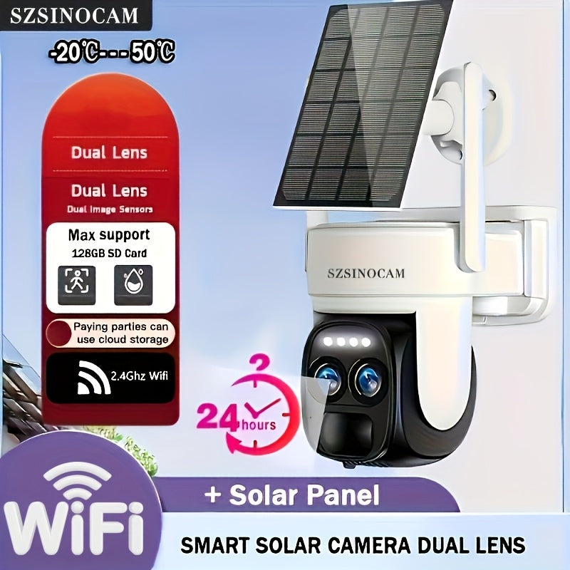 1296P HD Outdoor Security Camera with Solar Panel PTZ Night Vision Two-Way Audio Motion Detection