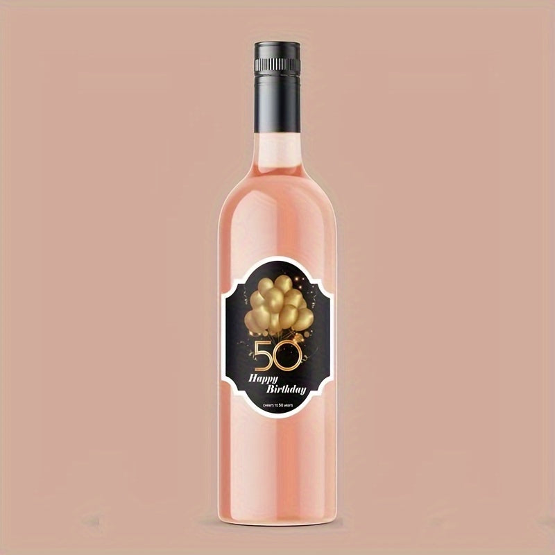 8pcs 50th Birthday Wine Bottle Labels for Champagne and Sparkling Wine