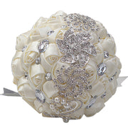 Satin Wedding Bouquet for European and American Brides with Ribbon Finish
