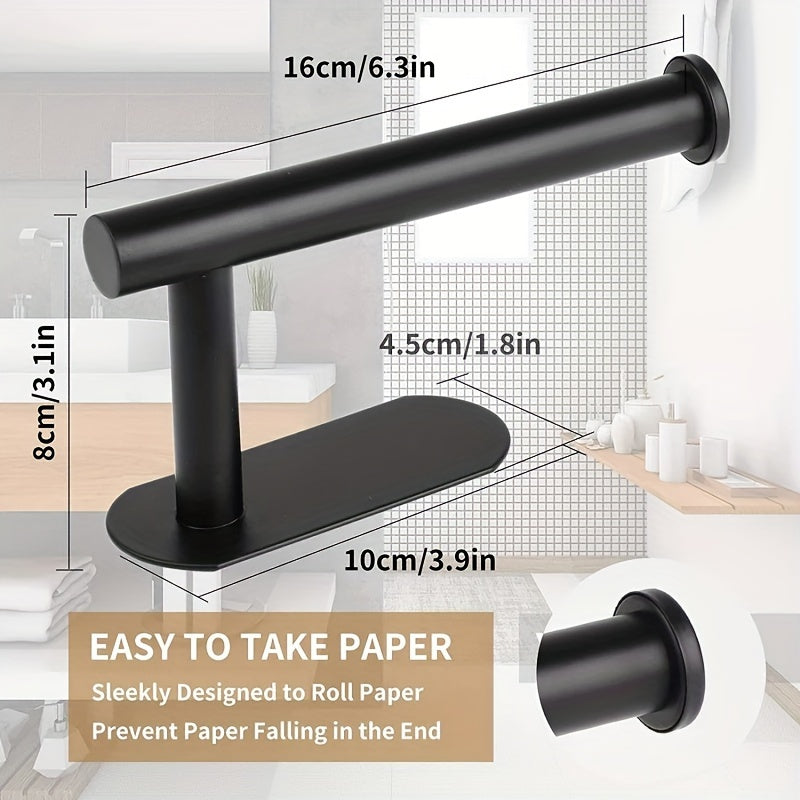 Wall-Mounted Toilet Paper Holder with Adhesive Backing Space-Saving Bathroom Accessory